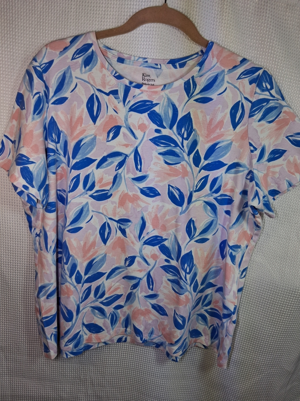 Kim Rogers Pink & Blue Floral Short-Sleeve Top